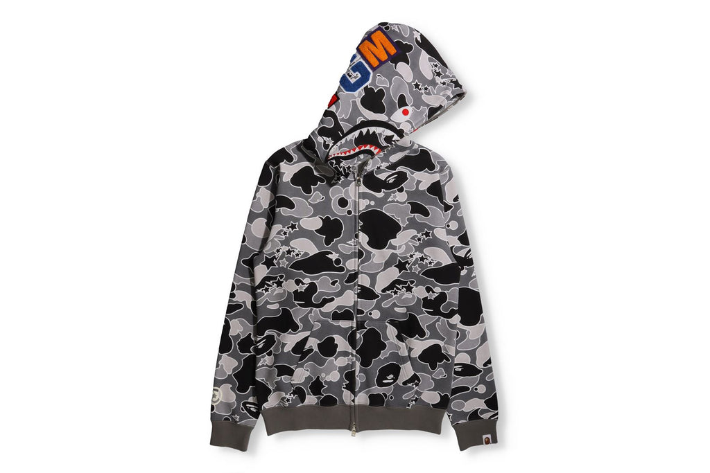 Bape Color Camo Shark Full Zip Red Hoodie Large Authentic