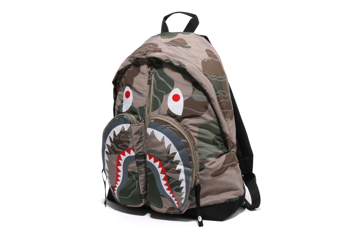 BAPE: Black Layered Line Camo Shark Backpack