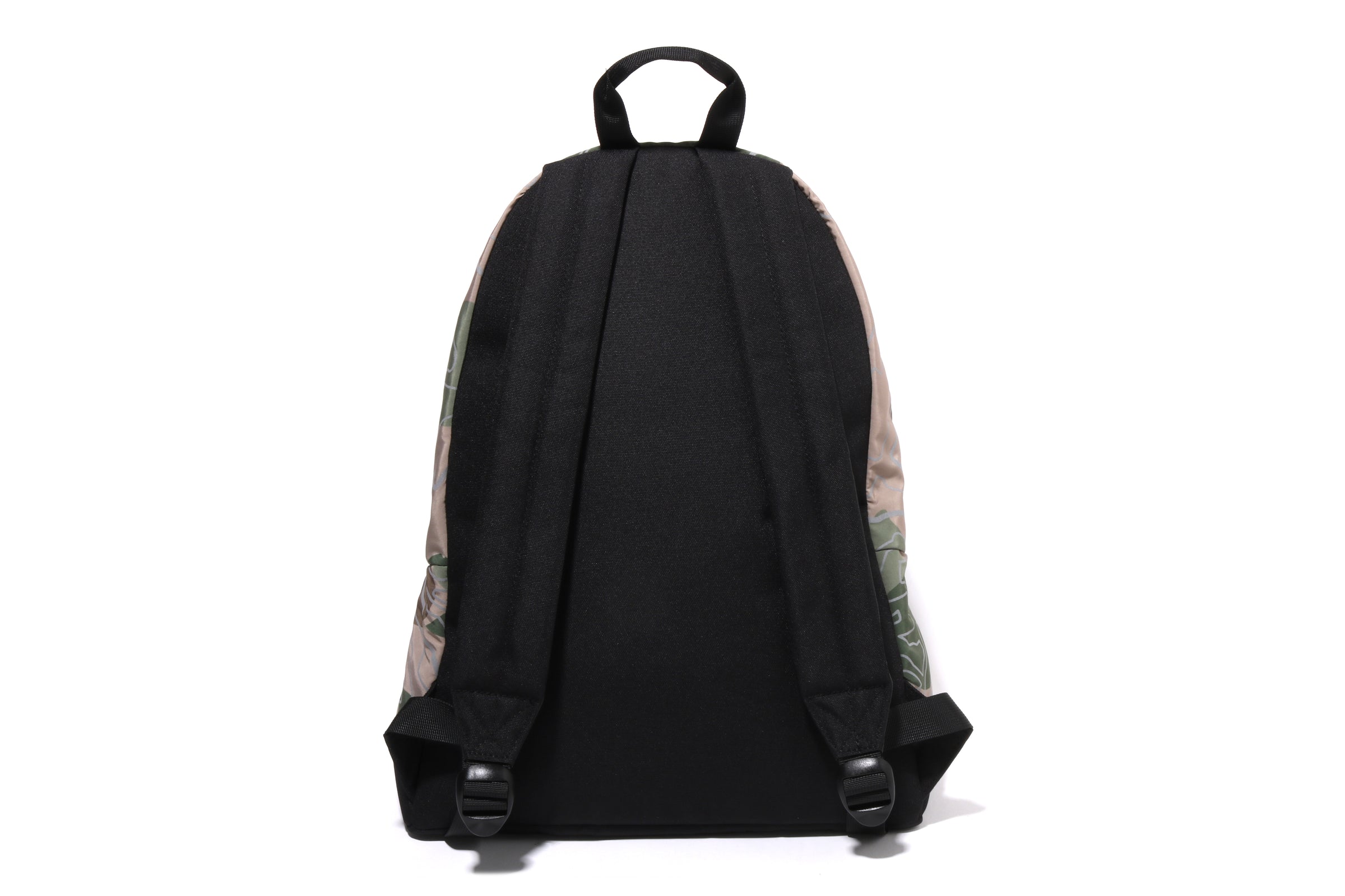 Bape Green Layered Line Camo Shark Backpack In Beige