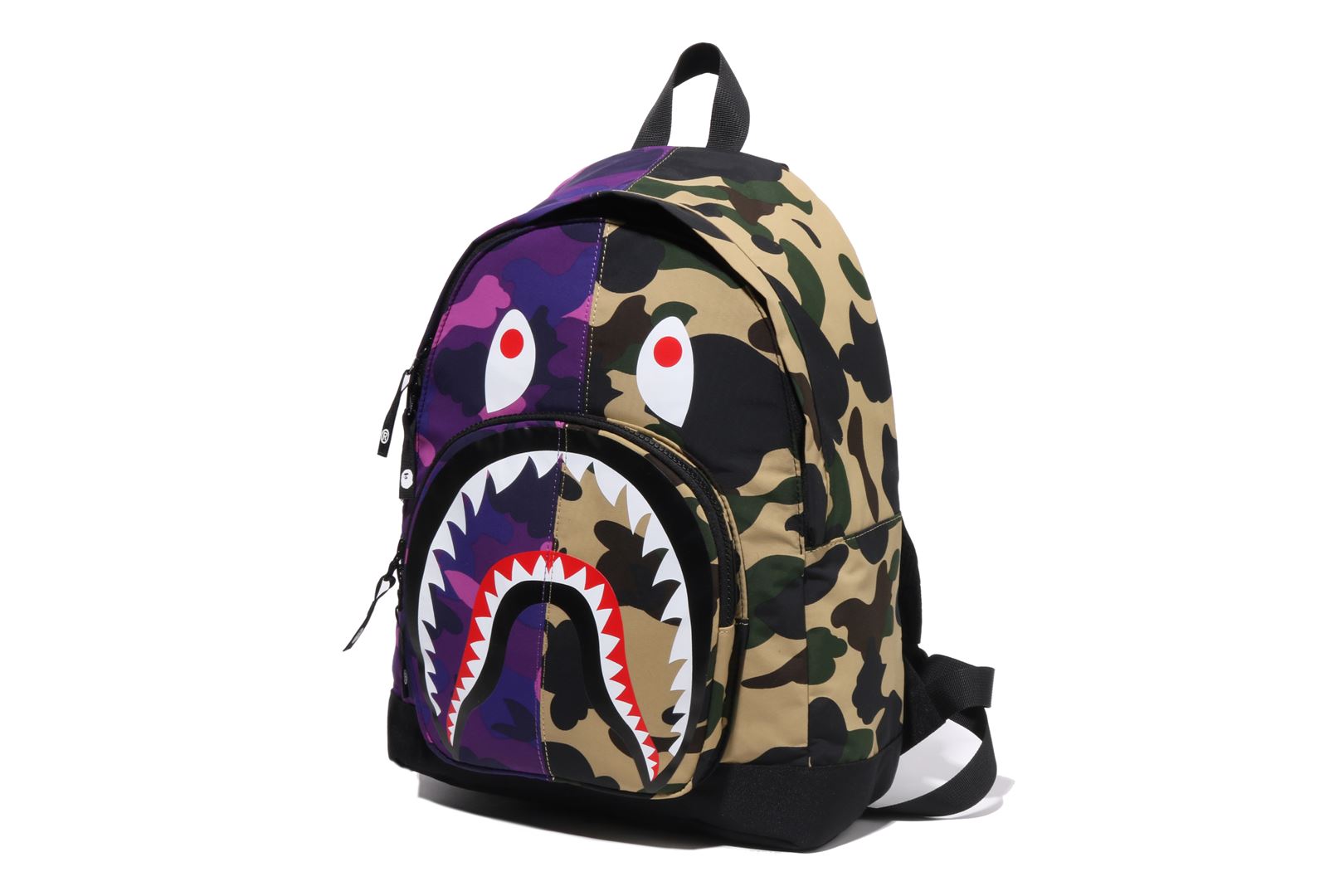 A BATHING APE® Kids Split Camo Shark Daypack | Bape official