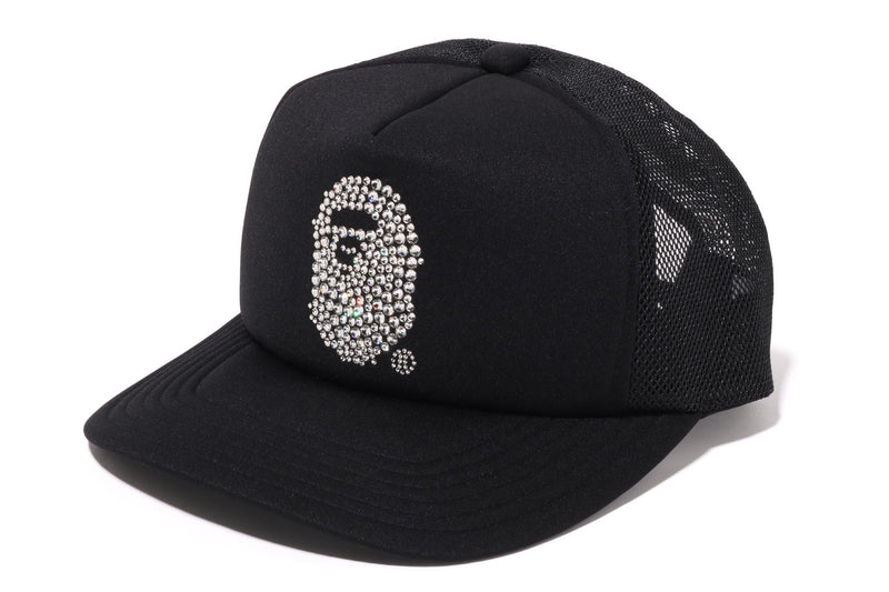 CRYSTAL STONE APE HEAD MESH CAP