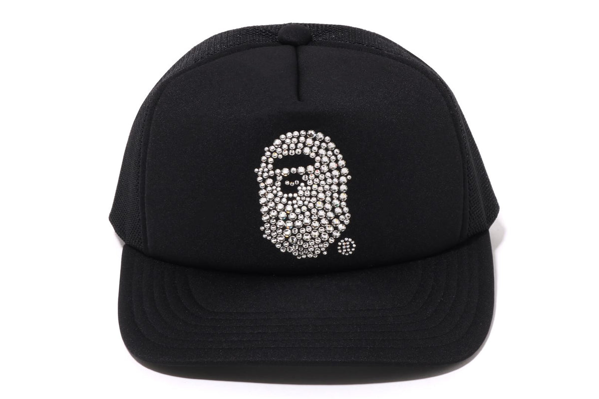 CRYSTAL STONE APE HEAD MESH CAP