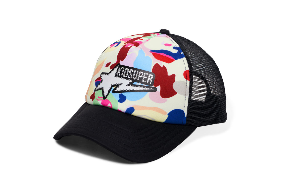 BAPE X KIDSUPER BAPE STA LOGO RHINESTONE TRUCKER CAP