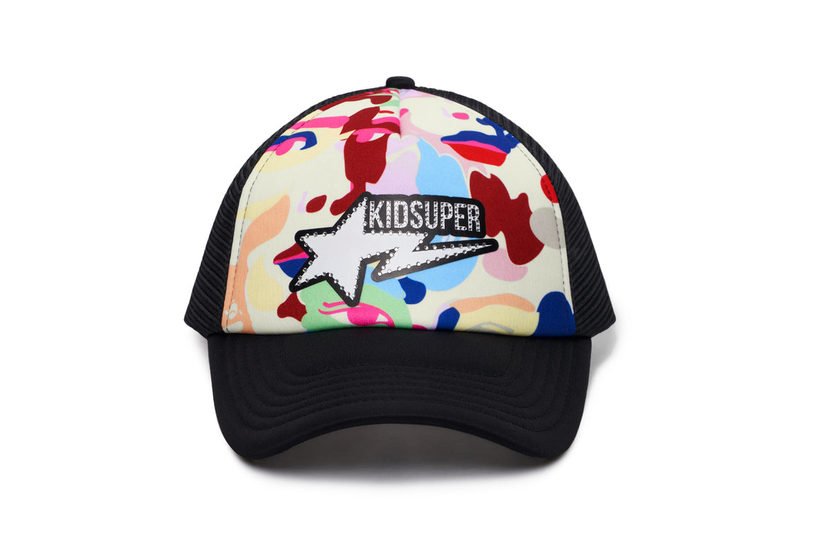 BAPE X KIDSUPER BAPE STA LOGO RHINESTONE TRUCKER CAP