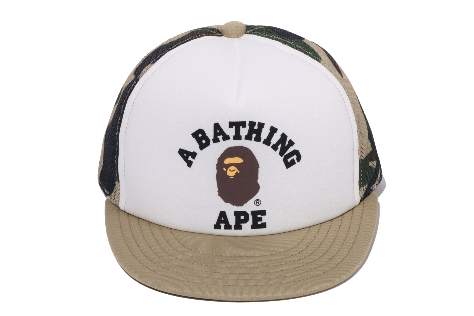 帽子 A BATHING APE (BAPE)Trial Camo Cap Beige A BATHING APE® Kids 1st Camo College Mesh Cap | Bape official