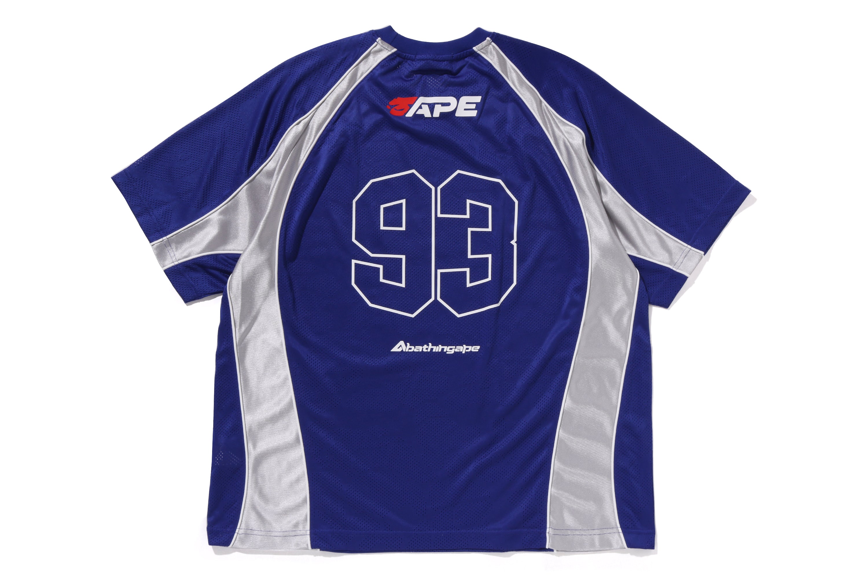 BAPE FOOTBALL JERSEY M ネイビー A BATHING APE® Solid Camo Jacquard Multilogo Relaxed Fit Football