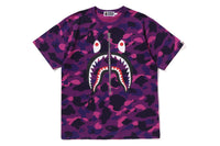 BAPE MENS COTTON COLOR CAMO SHARK T-SHIRT