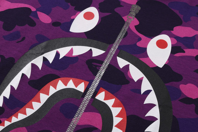BAPE MENS COTTON COLOR CAMO SHARK T-SHIRT