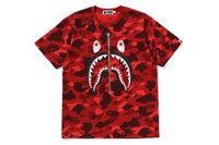 BAPE MENS COTTON COLOR CAMO SHARK T-SHIRT