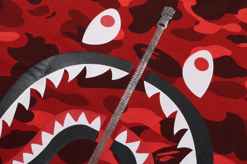 BAPE MENS COTTON COLOR CAMO SHARK T-SHIRT