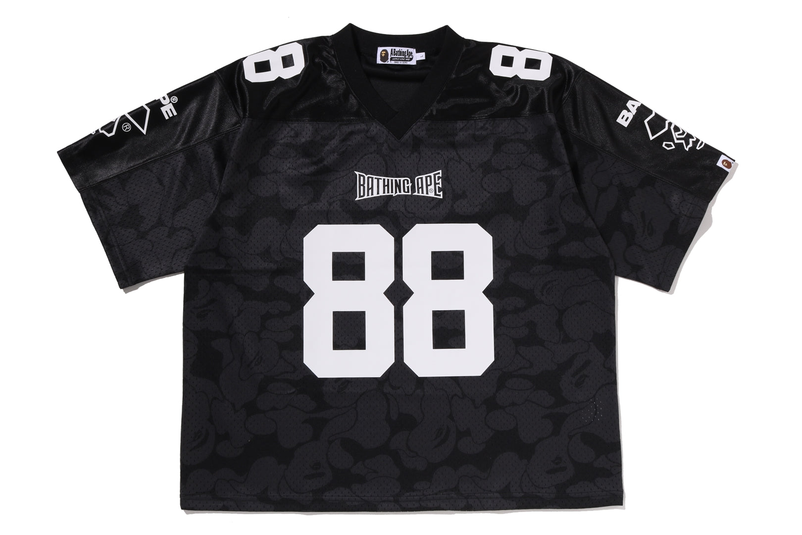 A BATHING APE® Solid Camo Multi Logo Relaxed Fit Football Jersey