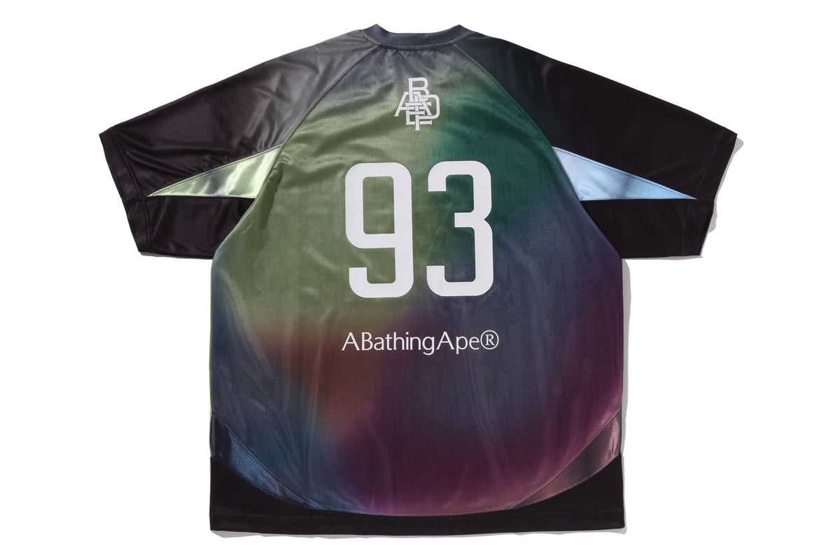 TIE DYE STA STRIPE PATTERN RELAXED FIT FOOTBALL JERSEY TEE