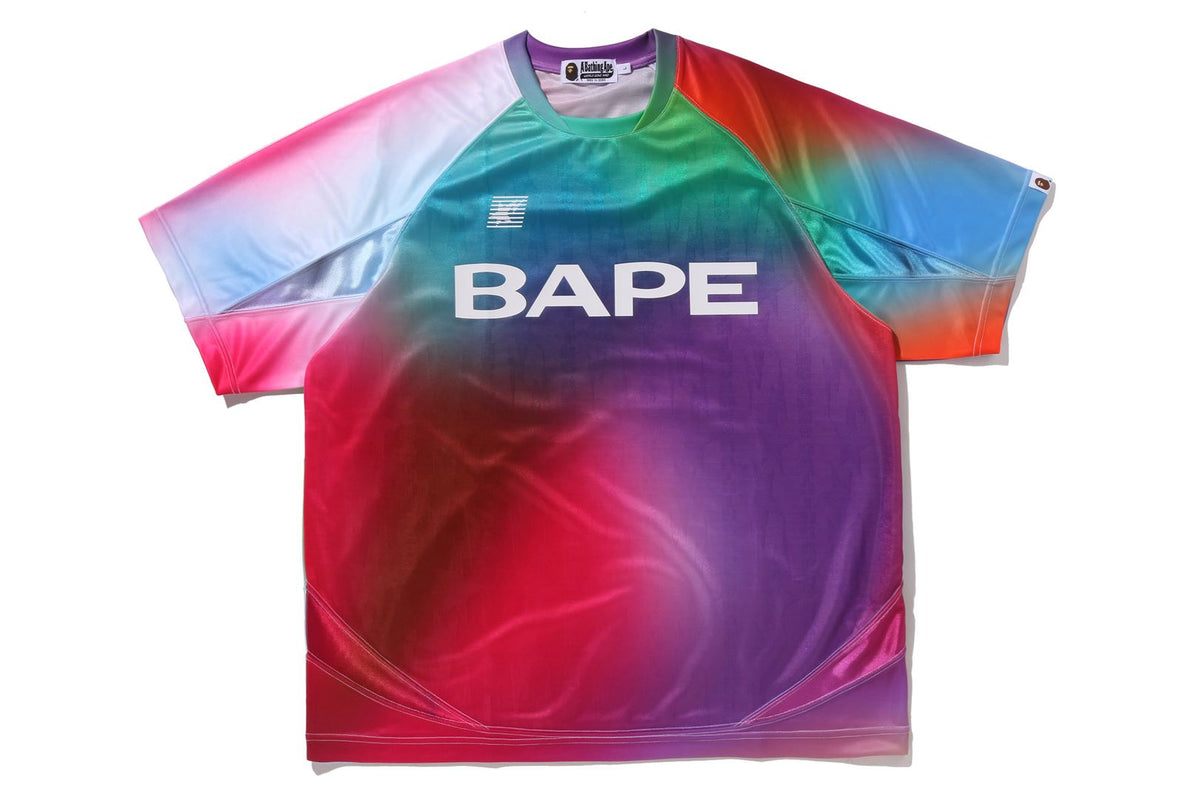 TIE DYE STA STRIPE PATTERN RELAXED FIT FOOTBALL JERSEY TEE