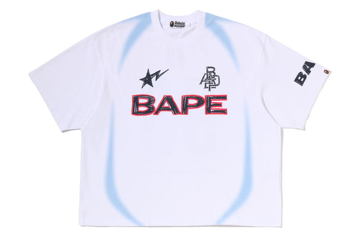 HEAVY WASH HAND DRAW FOOTBALL MULTI LOGO RELAXED FIT TEE