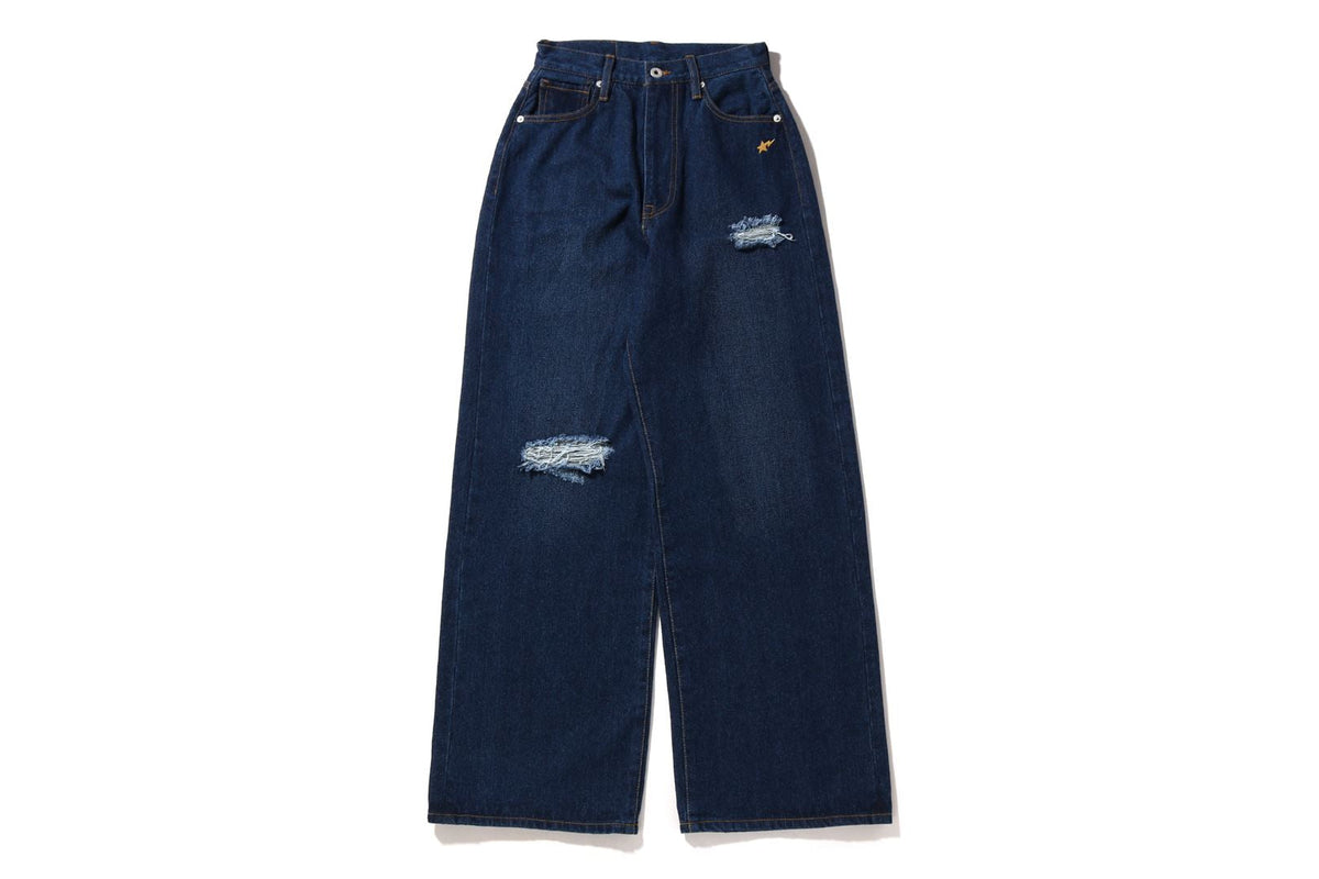 DAMAGED HIGHWAIST WIDE DENIM PANTS