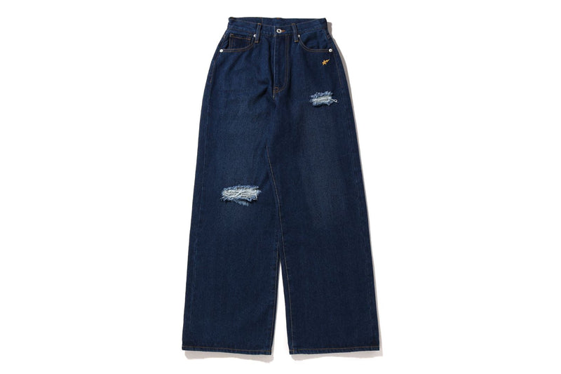 DAMAGED HIGHWAIST WIDE DENIM PANTS