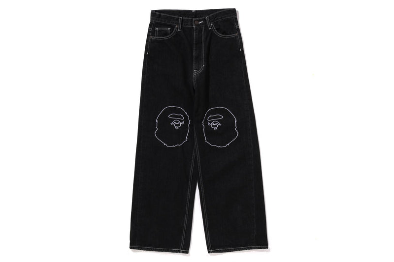 APE HEAD OVERSIZED FIT 12OZ DENIM PANTS LADIES