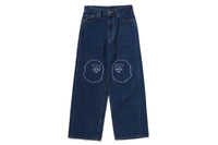 APE HEAD OVERSIZED FIT 12OZ DENIM PANTS LADIES