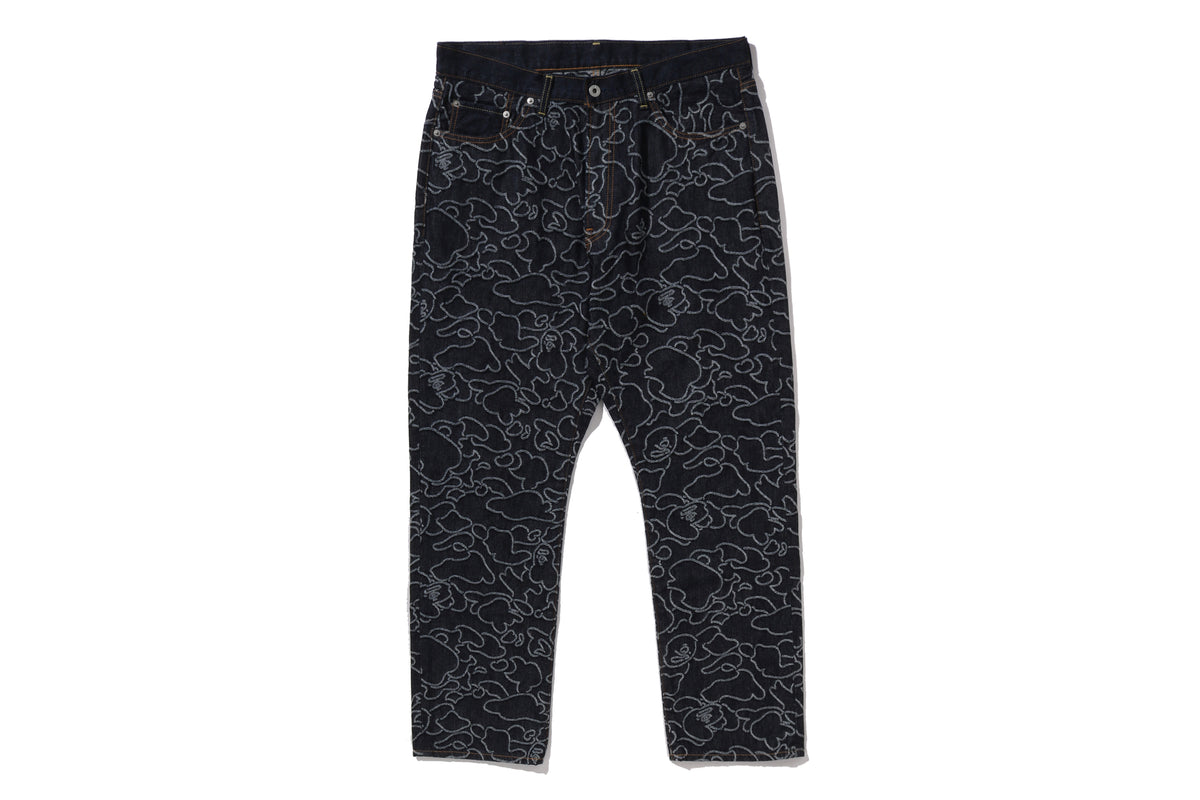 BAPE X OVO NEON 1ST CAMO JACQUARD DENIM PANTS