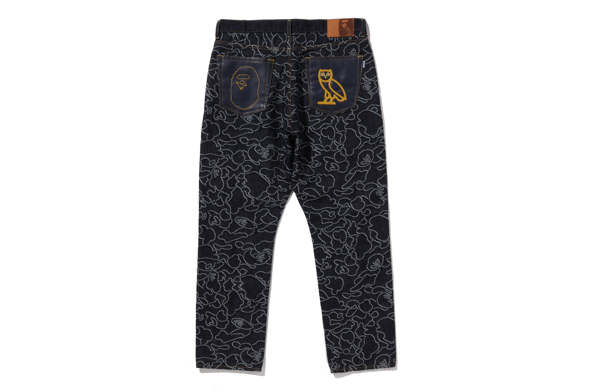 BAPE X OVO NEON 1ST CAMO JACQUARD DENIM PANTS