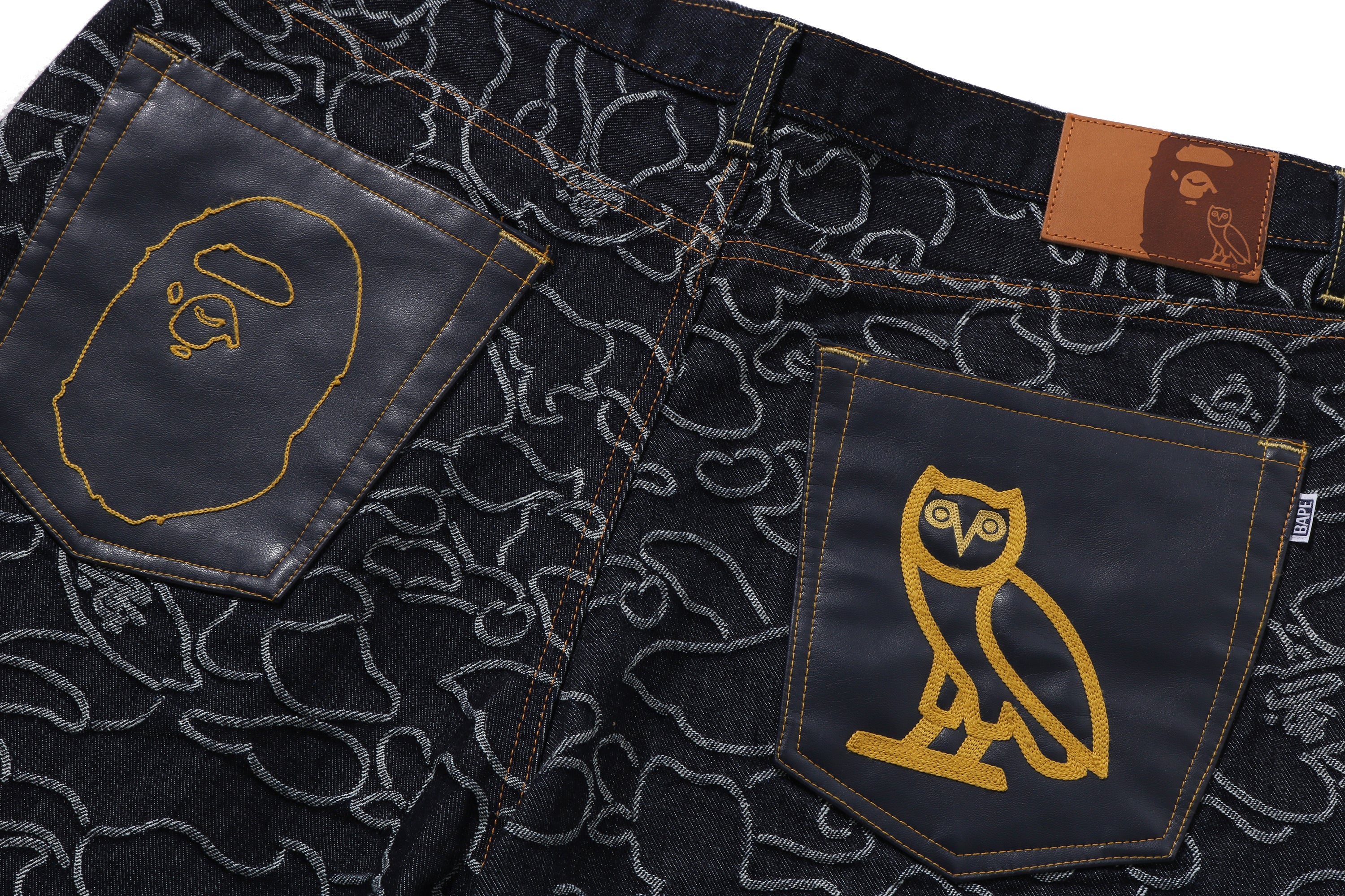 A BATHING APE® BAPE X OVO Neon 1st Camo Jacquard Denim Pants