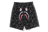 BAPE X ADIDAS CAMO JACQUARD SHARK DENIM JORTS