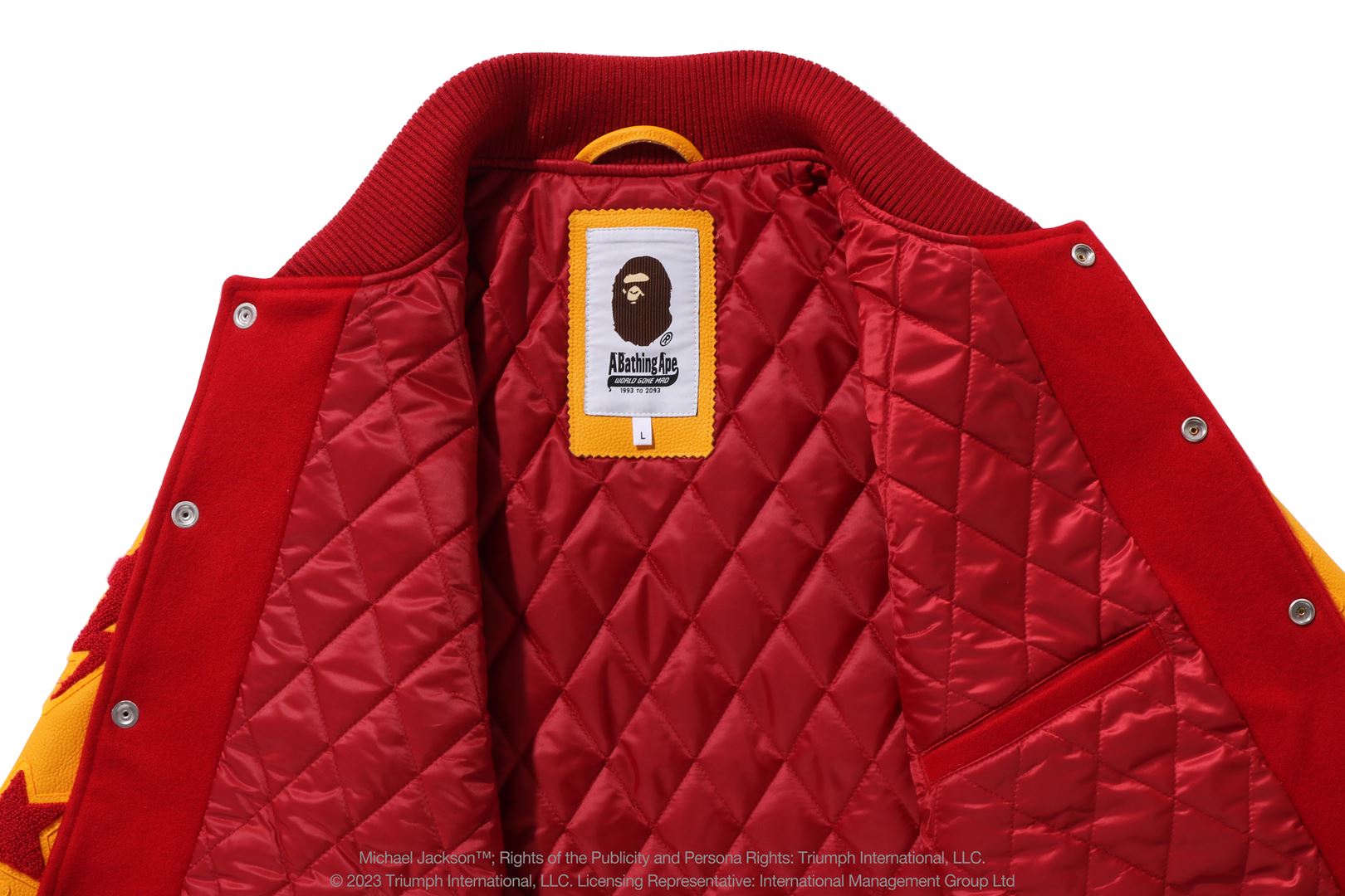 Bathing ape letterman on sale jacket