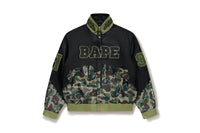 BAPE X JEFF HAMILTON - ABC CAMO MULTI LOGO PATCHED LEATHER JACKET