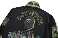 BAPE X JEFF HAMILTON - ABC CAMO MULTI LOGO PATCHED LEATHER JACKET