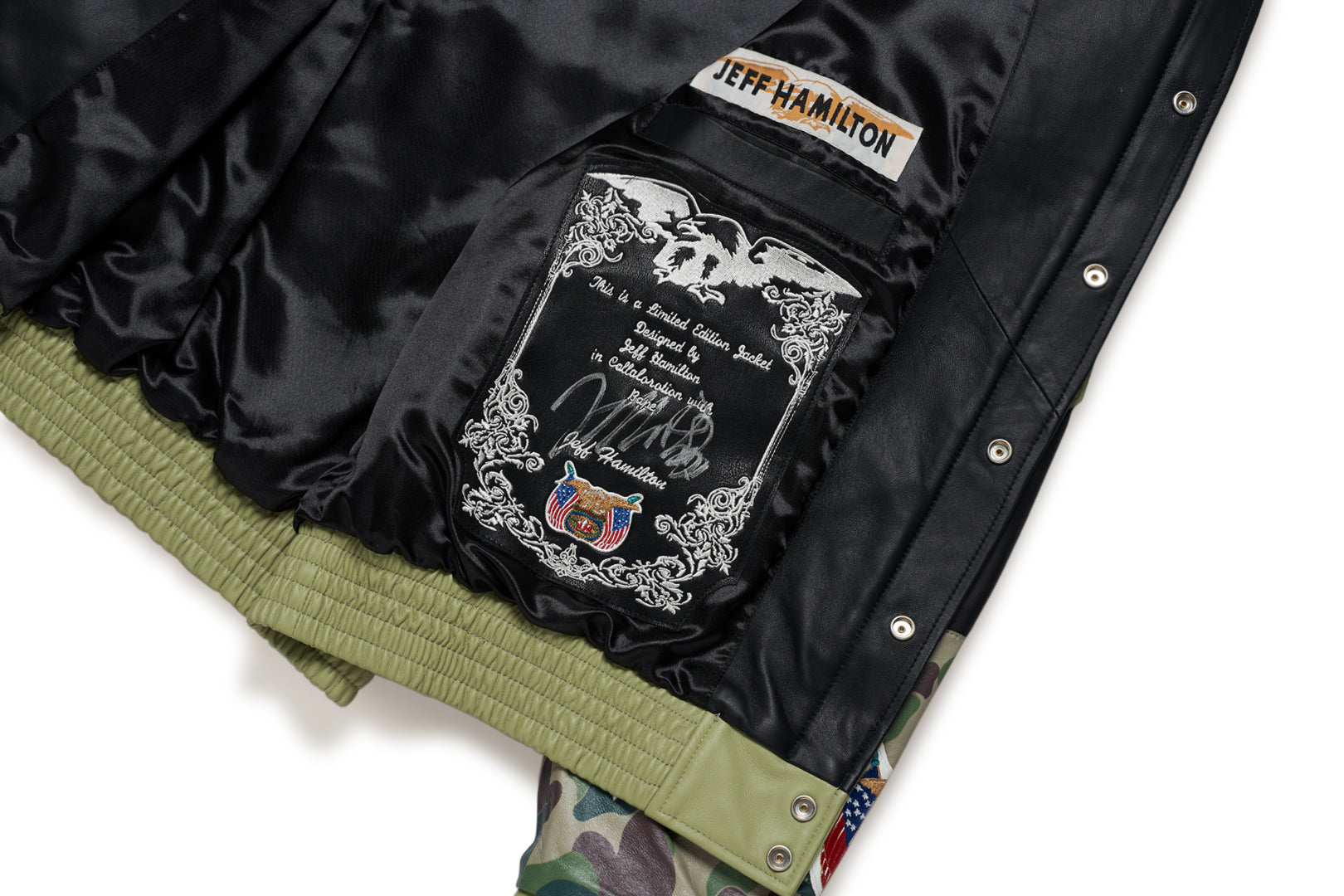A BATHING APE® Abc Camo Multi Logo Patched Leather Jacket | Bape