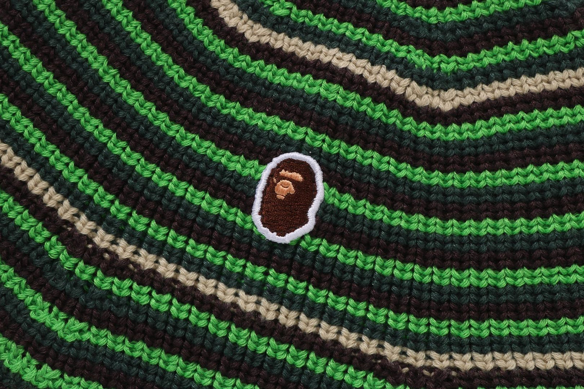 APE HEAD ONE POINT STRIPE KNIT HAT
