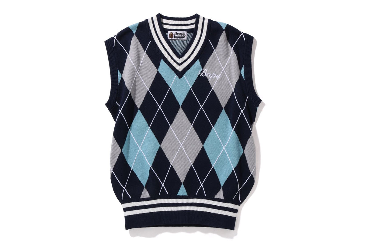 BAPE EMBROIDERY ARGYLE KNIT VEST