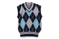 BAPE EMBROIDERY ARGYLE KNIT VEST
