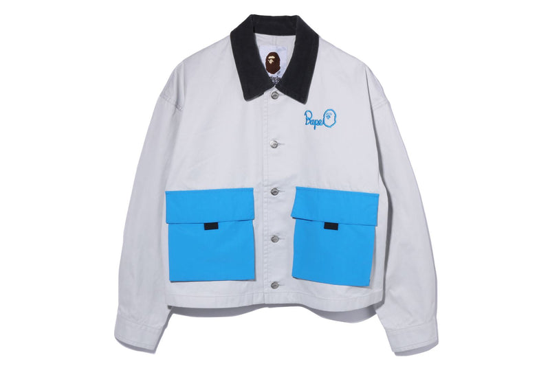 BAPE WOMENS COTTON EMBROIDERED LOGO BIG POCKET WORK JACKET