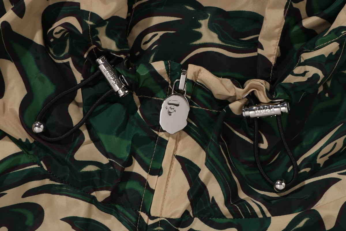 MARBLING CAMO BATHING APE LOGO NYLON HOODED JACKET