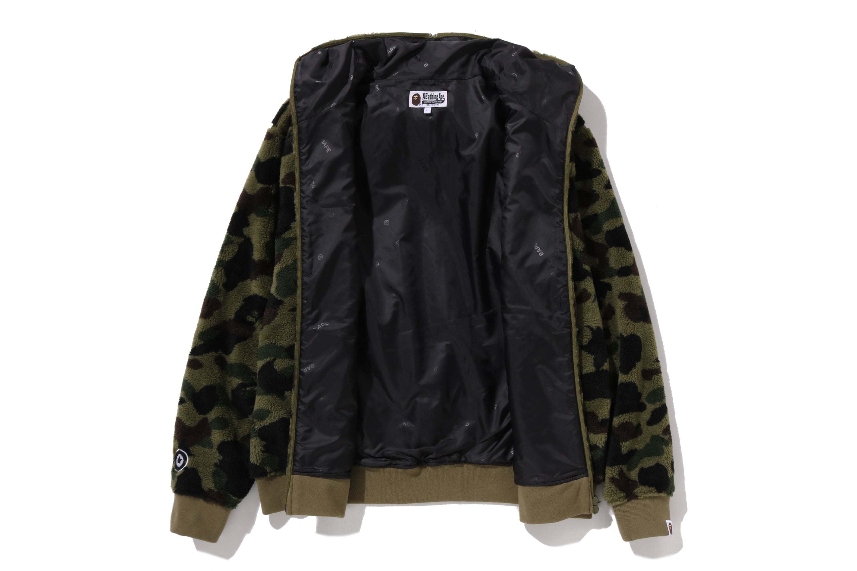 A BATHING APE® 1st Camo 2nd Shark Boa Hoodie Jacket | Bape