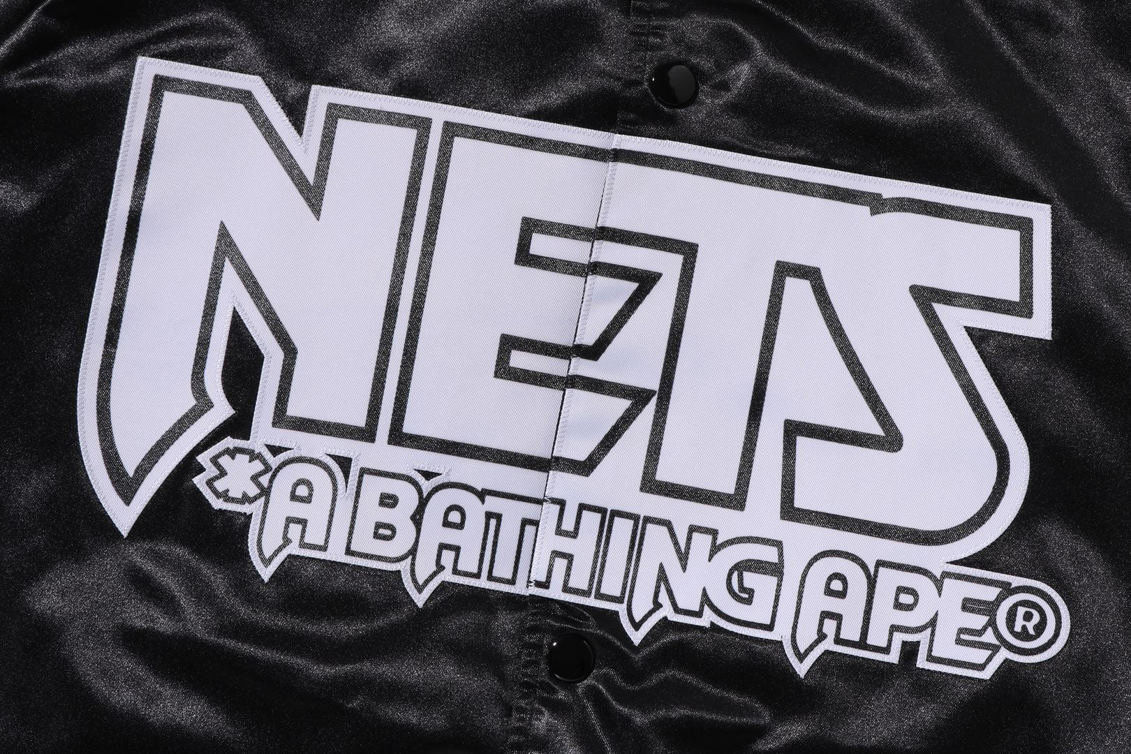 A BATHING APE® BAPE X M&N NBA - New Jersey Nets Satin Jacket