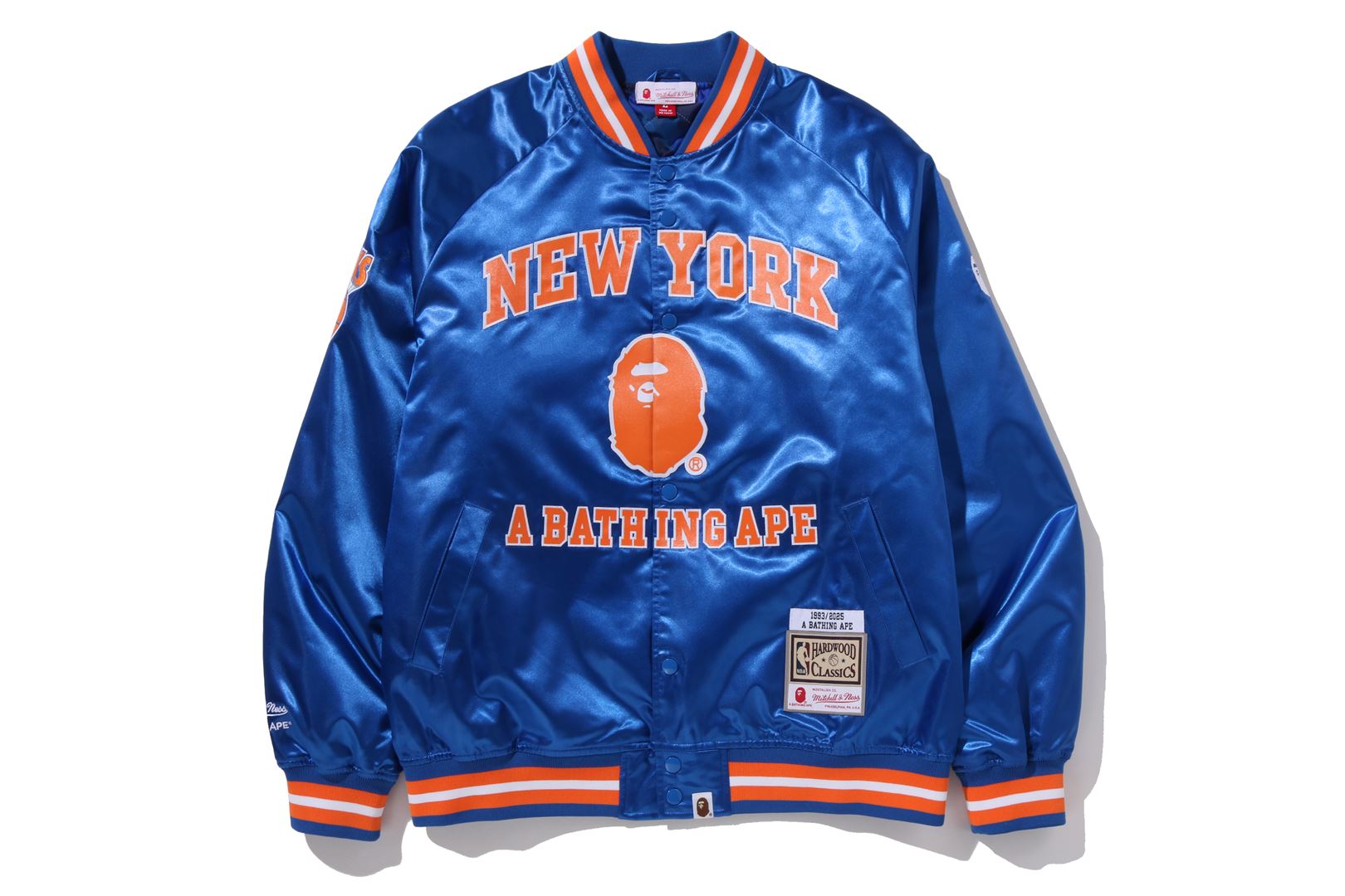 A BATHING APE® BAPE X M&N NBA - New York Knicks Satin Jacket
