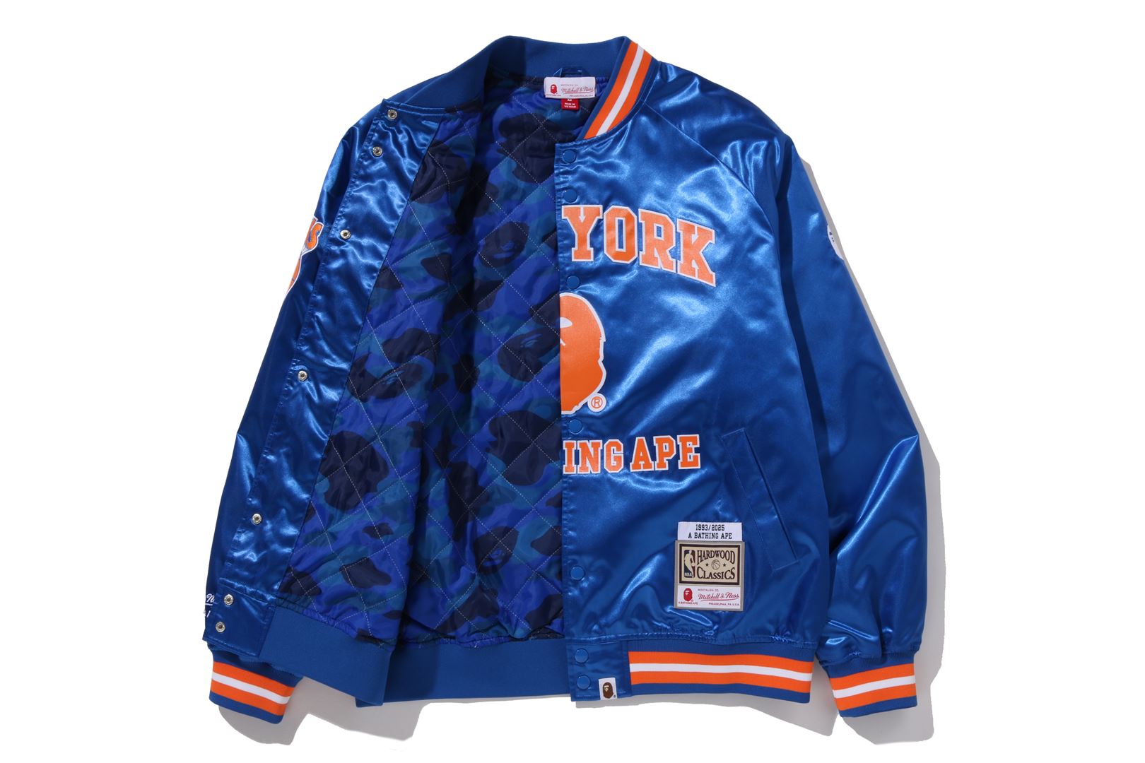 A BATHING APE® BAPE X M&N NBA - New York Knicks Satin Jacket
