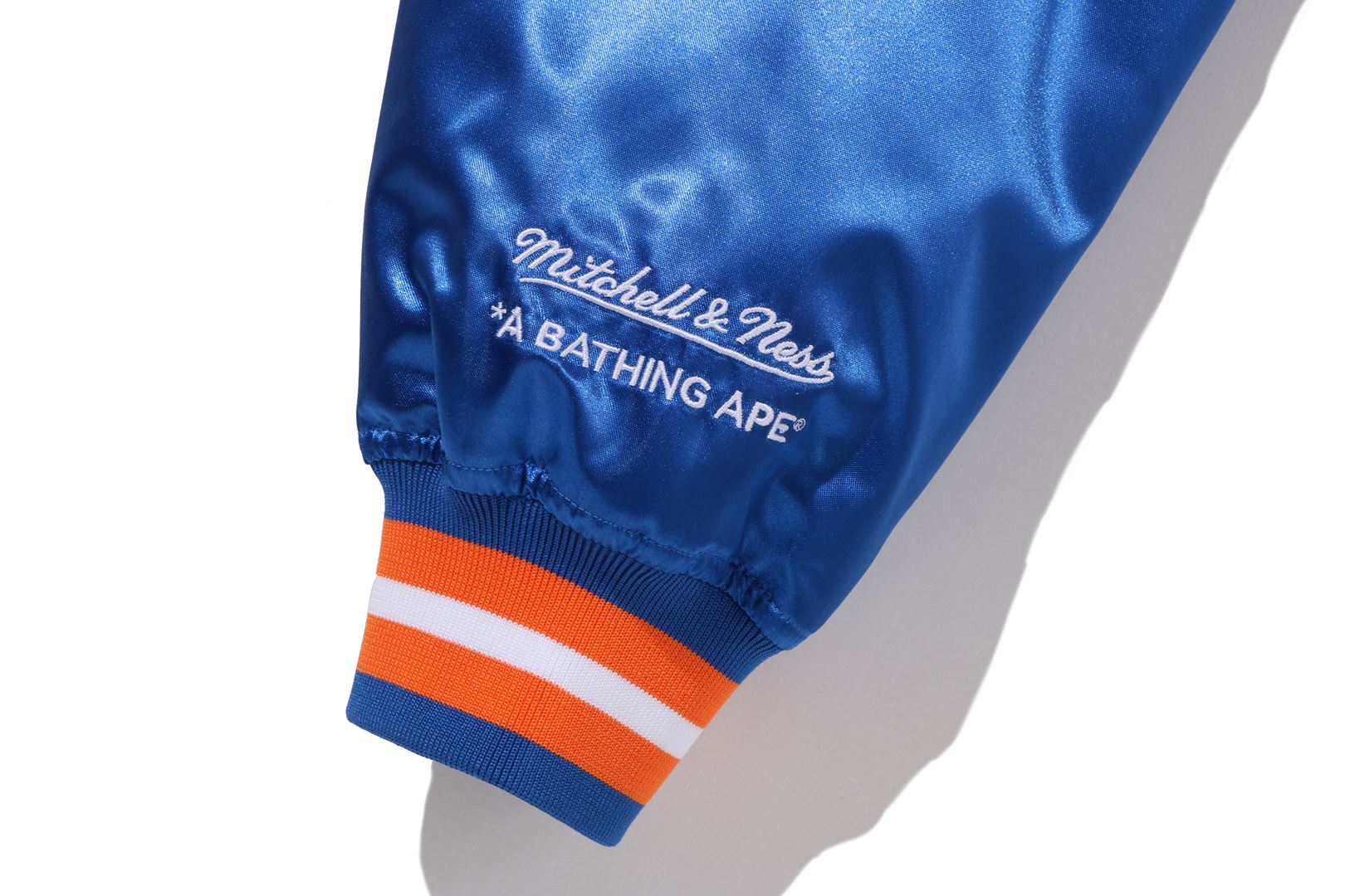 A BATHING APE® BAPE X M&N NBA - New York Knicks Satin Jacket