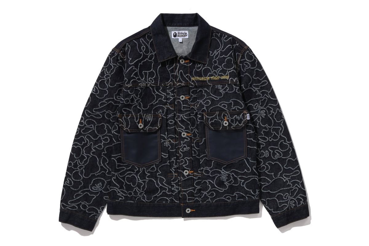 BAPE X OVO NEON 1ST CAMO JACQUARD DENIM JACKET