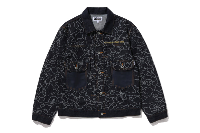 BAPE X OVO NEON 1ST CAMO JACQUARD DENIM JACKET