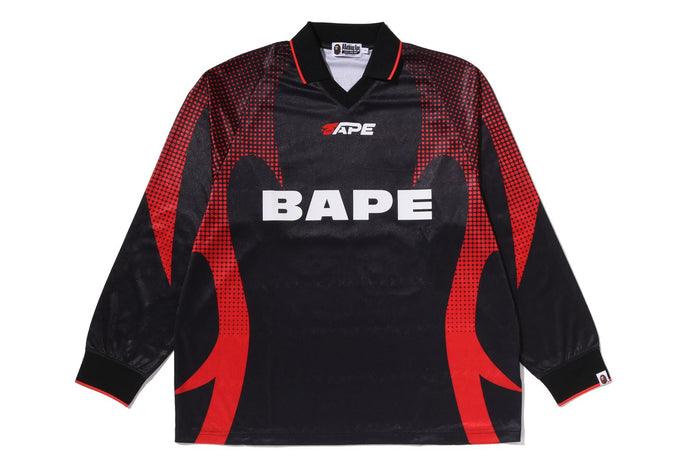 APE FLAME MONOGRAM JACQUARD LOGO RELAXED FIT FOOTBALL JERSEY