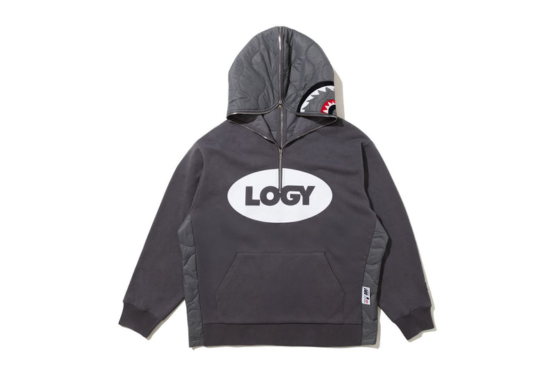 BAPE X KAZUKI LOGY HALF ZIP SHARK RELAXED FIT PULLOVER HOODIE