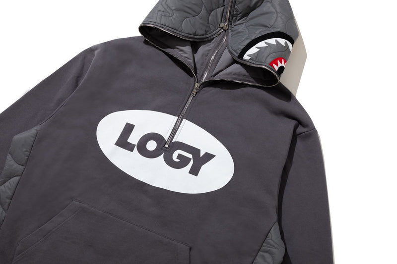 BAPE X KAZUKI LOGY HALF ZIP SHARK RELAXED FIT PULLOVER HOODIE