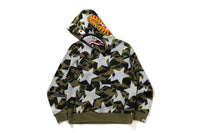 STA OVER PRINT 1ST CAMO SHARK CROPPED FIT PULLOVER HOODIE