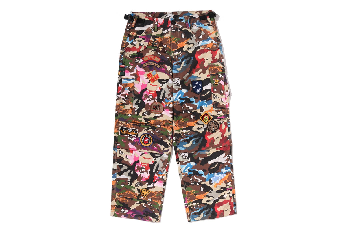 HYBRID CAMO MULTI BADGE CARGO PANTS