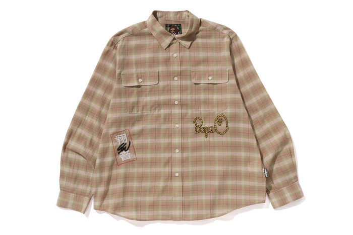 BAPE X SEAN WOTHERSPOON EMBROIDERY CHECK SHIRT
