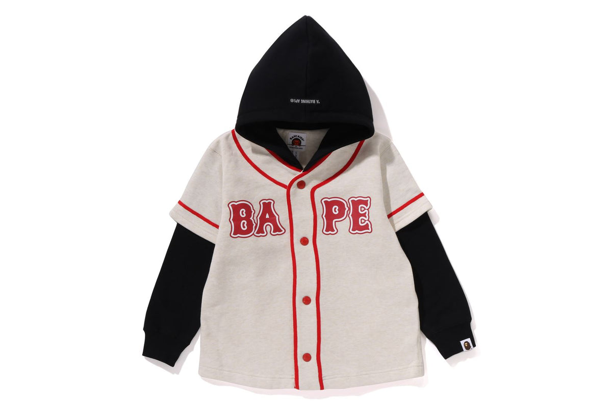 BAPE LOGO LAYERED BASEBALL SWEATSHIRT KIDS