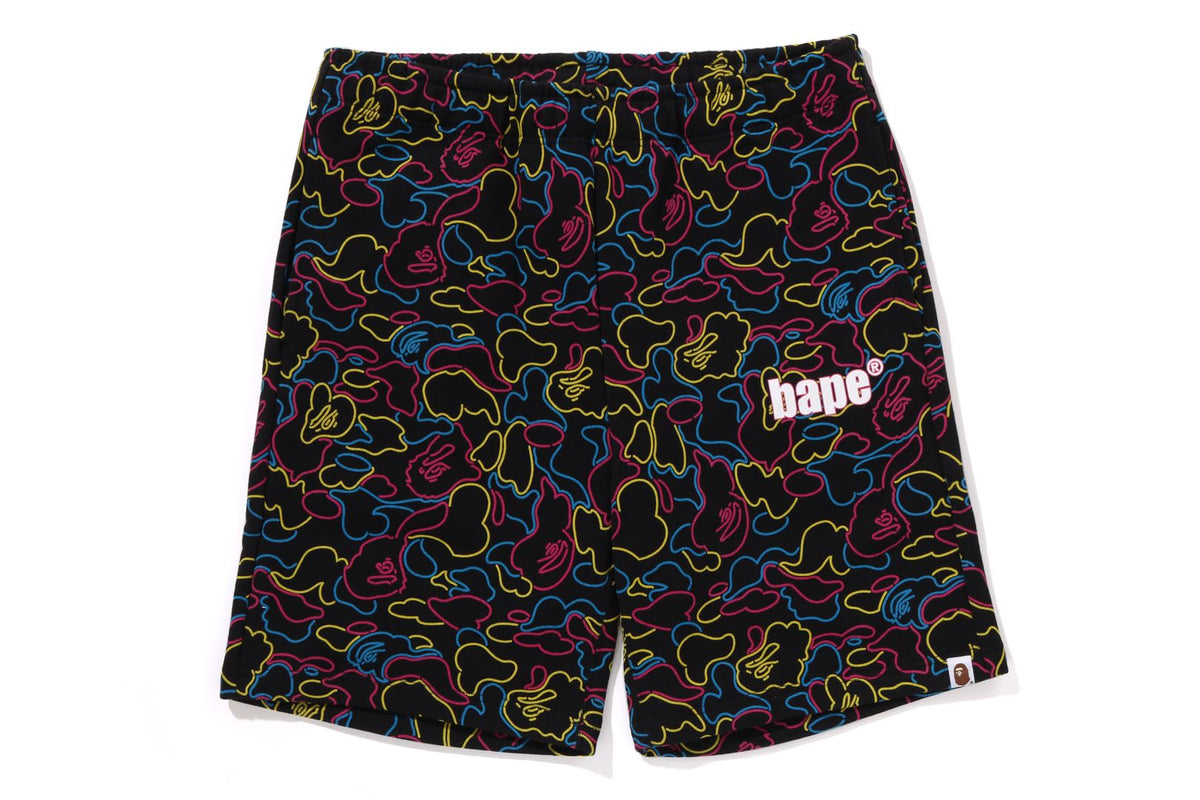 A BATHING APE® Neon Camo Regular Fit Sweat Shorts Bape official